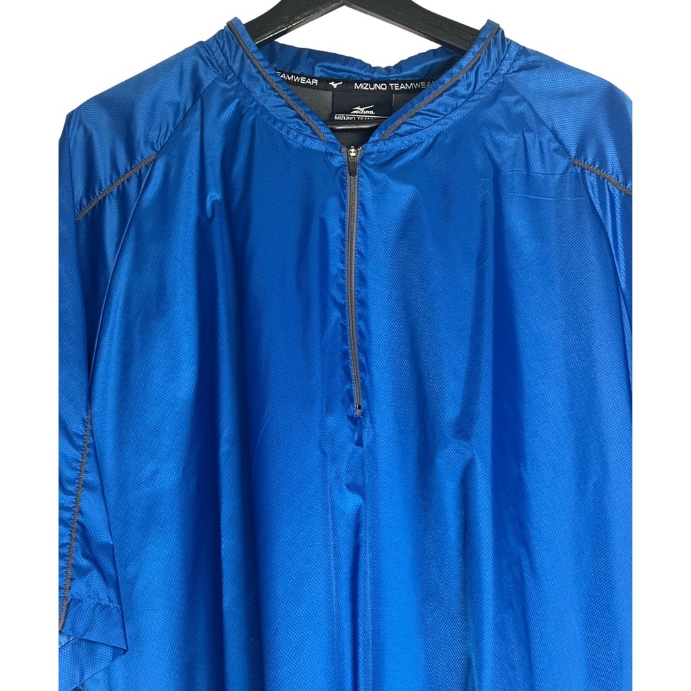 Mizuno Teamwear Mens XXL Blue 1/4 Zip Short Sleeve Windbreaker Pullover Jacket - Picture 2 of 8